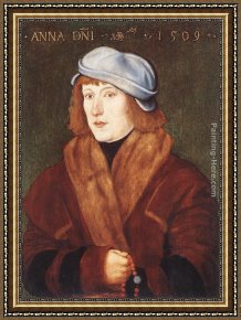 Portrait of a Young Benedictine Framed Paintings - Portrait of a Young Man with a Rosary by Hans Baldung