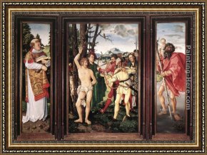 Sebastian Framed Paintings - St Sebastian Altarpiece by Hans Baldung