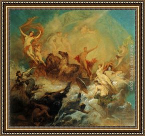 Comtesse De Tillieres Framed Paintings - Der Sieg des Lichts &Uuml;ber die Finsternis by Hans Makart