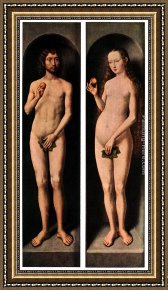 Eve Framed Paintings - Adam and Eve by Hans Memling