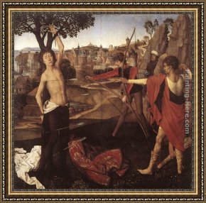 Sebastian Framed Paintings - The Martyrdom of St Sebastian by Hans Memling