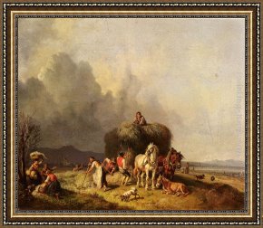 The Hay Wain Framed Paintings - Loading The Hay-Wagon by Heinrich Burkel