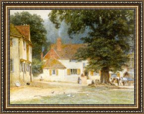A Surrey Chalkpit Framed Paintings - White Horse Inn, Shere, Surrey by Helen Mary Elizabeth Allingham