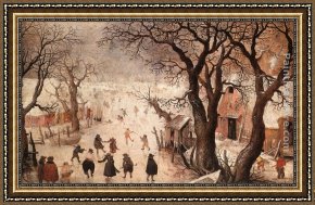 Hendrick Framed Paintings - Winter Landscape by Hendrick Avercamp