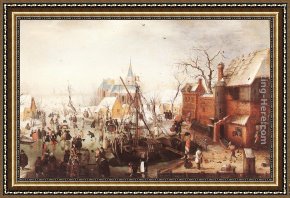 Hendrick Framed Paintings - Winter Scene at Yselmuiden by Hendrick Avercamp