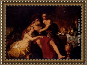 Hendrick Framed Paintings - Lot And His Daughters by Hendrick Bloemaert
