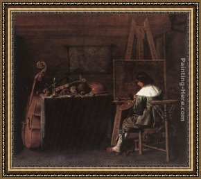The Painter's Honeymoon Framed Paintings - The Painter in his Studio by Hendrick Gerritsz Pot