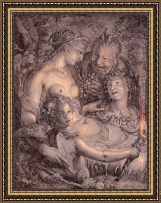 Hendrick Framed Paintings - Without Ceres and Bacchus, Venus would Freeze by Hendrick Goltzius
