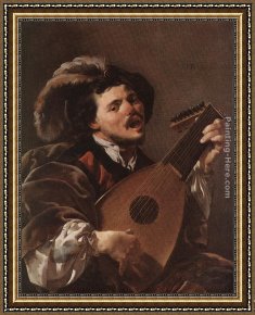 Hendrick Framed Paintings - Lute Player by Hendrick Terbrugghen