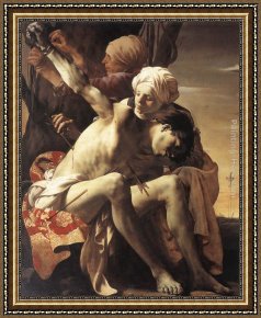 Mlle. Irene Cahen D'anvers Framed Paintings - St Sebastian Tended by Irene and her Maid by Hendrick Terbrugghen