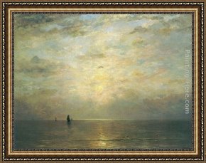 Sower with Setting Sun After Millet Framed Paintings - Setting Sun by Hendrik Willem Mesdag