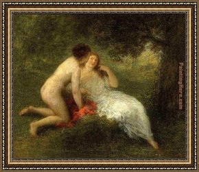 Bathers Framed Paintings - Bathers or The Secret by Henri Fantin-Latour