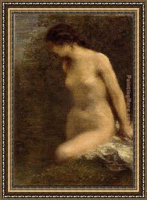 Bathers Framed Paintings - Small Brunette Bather by Henri Fantin-Latour