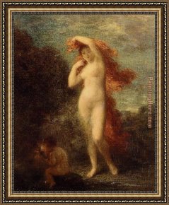 Cupid Framed Paintings - Venus and Cupid by Henri Fantin-Latour