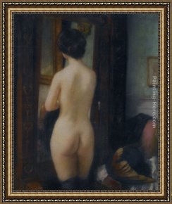 Psyche Framed Paintings - Nu a la Psyche by Henri Gervex