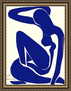 Nude on a Sofa Framed Paintings - Blue Nude I 1952 by Henri Matisse