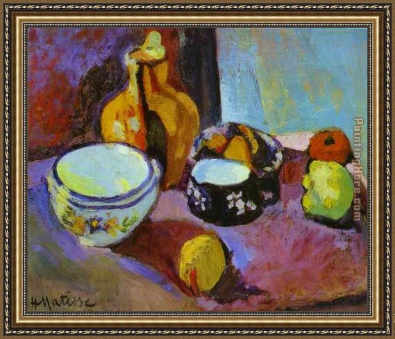 Henri Matisse Dishes And Fruit Framed Painting For Sale - Paintinghere.com