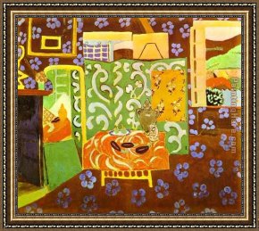 Interior Model Reading Framed Paintings - Interior in Aubergines by Henri Matisse