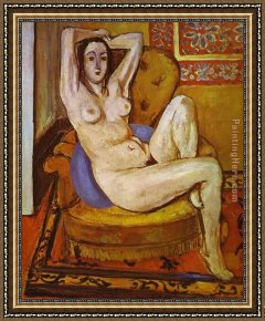 Blue Nude I 1952 Framed Paintings - Nude on a Blue Cushion by Henri Matisse