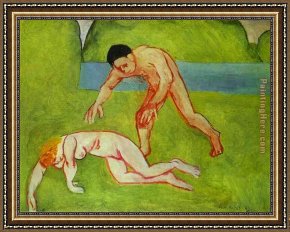 Nymph And Triton Framed Paintings - Satyr and Nymph by Henri Matisse