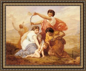 Cupid Framed Paintings - Clipping Cupid's Wings by Henri Pierre Picou