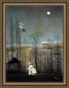 Evening Mood Framed Paintings - A Carnival Evening by Henri Rousseau