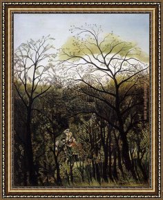 Brazilian Forest Framed Paintings - Rendezvous in the Forest by Henri Rousseau