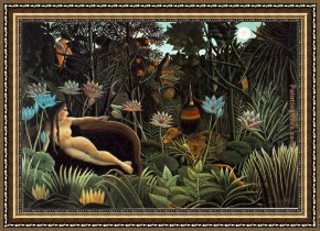 Jacob's Dream Framed Paintings - The Dream by Henri Rousseau
