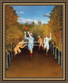 Card Player Framed Paintings - The Football Players by Henri Rousseau