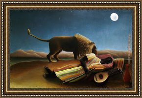 Tropical Framed Paintings - The Sleeping Gypsy by Henri Rousseau