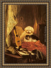 Friends Framed Paintings - Best Friends by Henriette Ronner-Knip