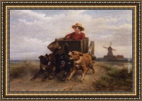An Afternoon Ride Framed Paintings - The Afternoon Ride by Henriette Ronner-Knip