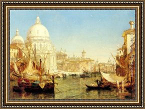 A View of Santa Maria Della Salute, Venice Framed Paintings - A Venetian Canal Scene with the Santa Maria della Salute by Henry Courtney Selous