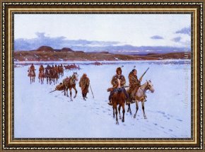 The Buffalo Trail Framed Paintings - Departure for the Buffalo Hunt by Henry Farny