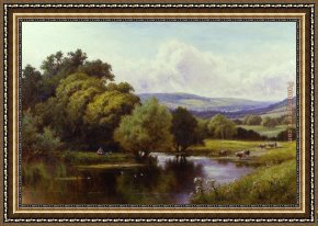 A Surrey Chalkpit Framed Paintings - The Mole, Dorking, Surrey by Henry H. Parker