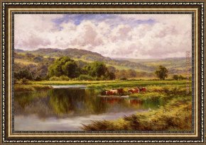 A Surrey Chalkpit Framed Paintings - The River Mole, Dorking Surrey by Henry H. Parker
