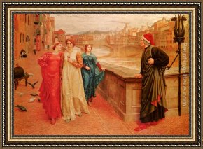 Dante And Virgil in Hell Framed Paintings - Dante and Beatrice by Henry Holiday