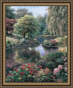 Quiet Pond Framed Paintings - Longmeadow Pond by Henry Peeters