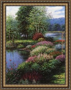 Quiet Pond Framed Paintings - Scarborough Pond by Henry Peeters