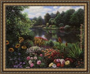 Lake Como Framed Paintings - Turnberry Lake by Henry Peeters