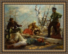 Rest Framed Paintings - The Midday Rest by Henry Scott Tuke