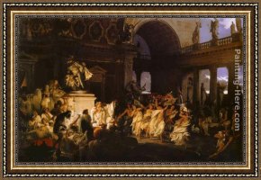 Hard Times Framed Paintings - Roman Orgy in the Time of Caesars by Henryk Hector Siemiradzki