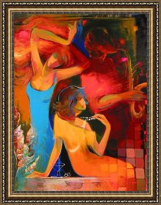 An Afternoon Ride Framed Paintings - Afternoon Music by Hessam Abrishami