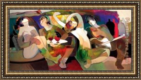 The Night Cafe Framed Paintings - TOUCHING THE NIGHT by Hessam Abrishami