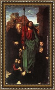 The Vision of St Anthony Framed Paintings - Sts. Anthony and Thomas with Tommaso Portinari by Hugo van der Goes