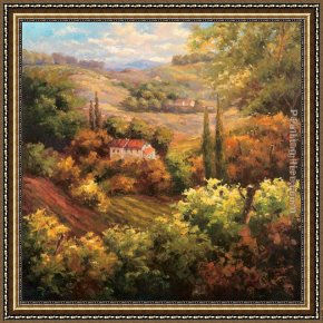 The Valley of Peace Framed Paintings - Mediterranean Valley Farm by Hulsey