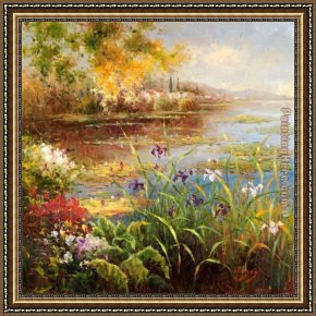 Quiet Pond Framed Paintings - Village Pond by Hulsey