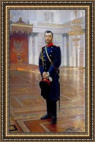 Portrait Framed Paintings - Portrait of Nicholas II, The Last Russian Emperor by Il'ya Repin