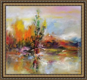 Autumn Landscape Framed Paintings - Autumn Landscape by Ioan Popei