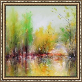 Autumn Landscape Framed Paintings - Autumn Landscape I by Ioan Popei